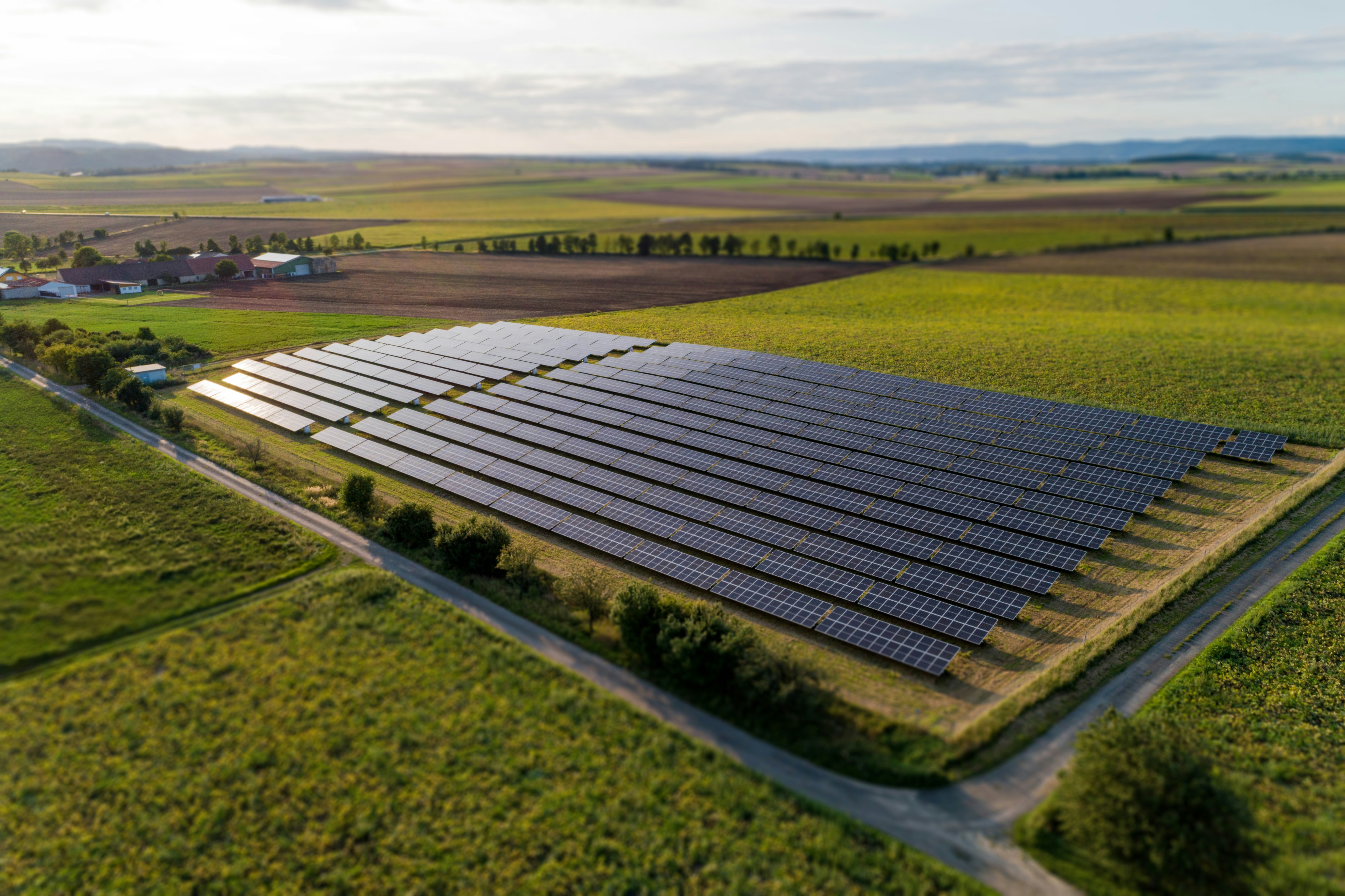 Aerial View of Utility-Scale Solar Installation