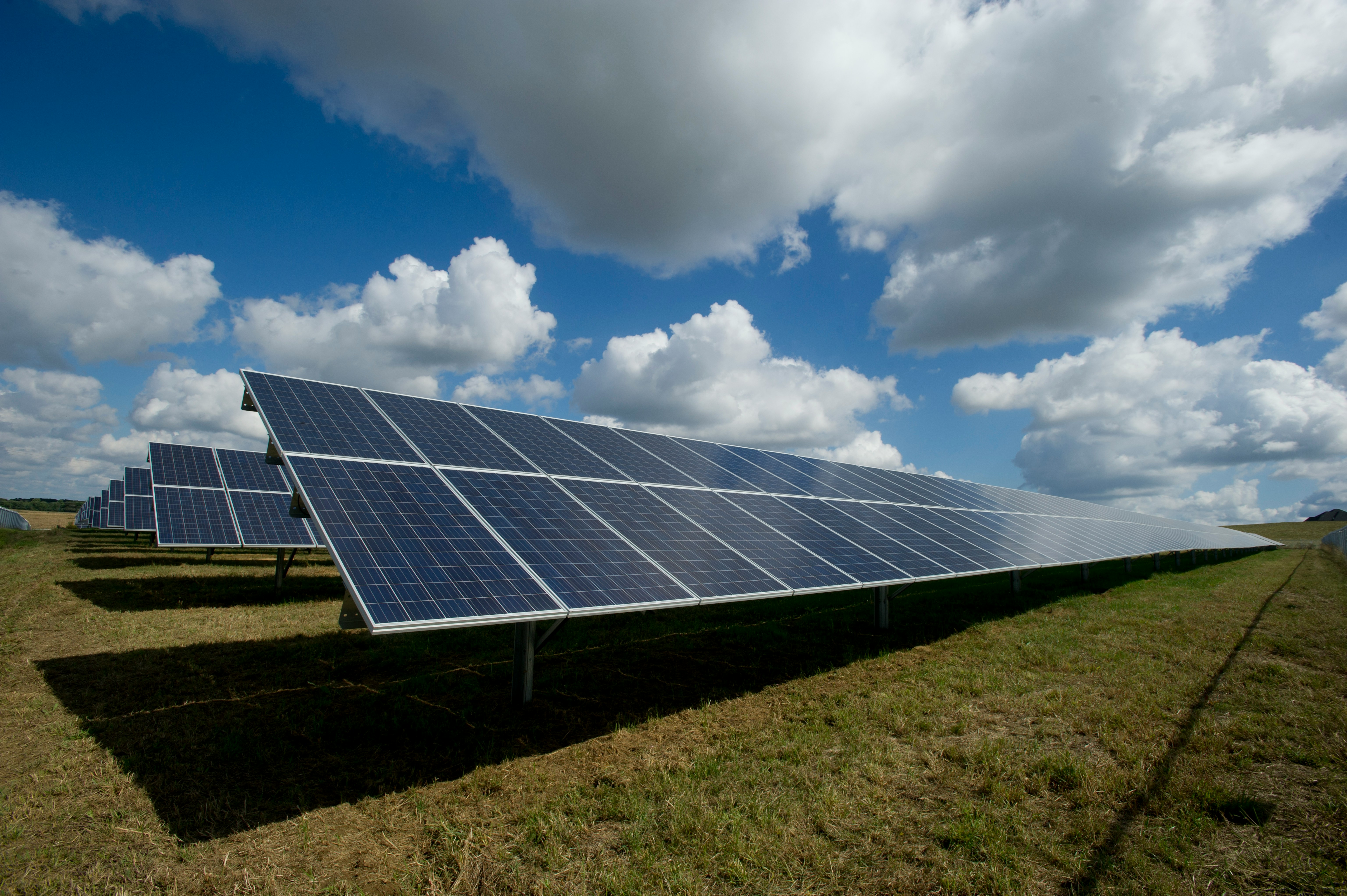 Close Up Ground Mount Solar Panel Row